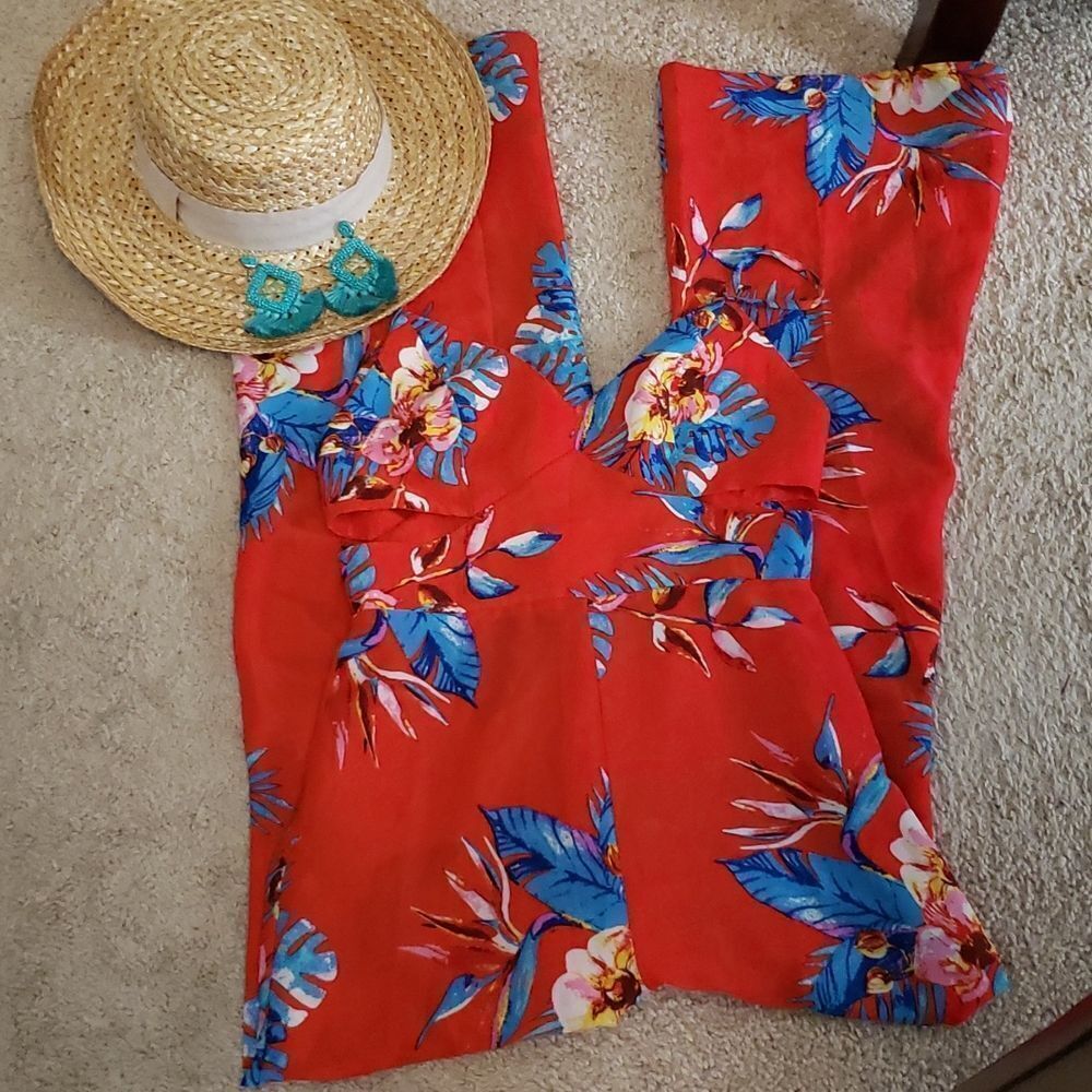 Forever 21 Floral Jumpsuit with Cutout Side Details